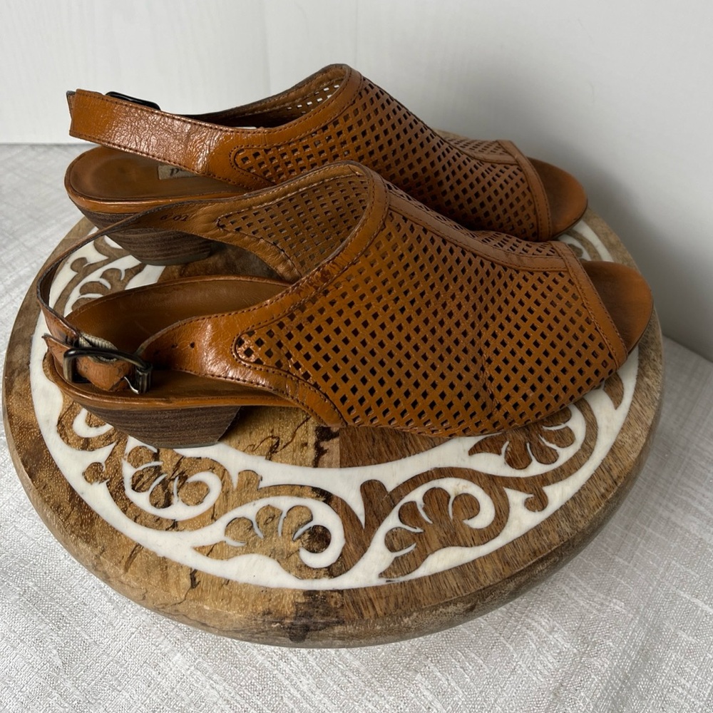 Paul Green Lois Slingback Perforated Leather Sandal Cognac Open Toe 6 UK 8.5 US - Picture 4 of 15